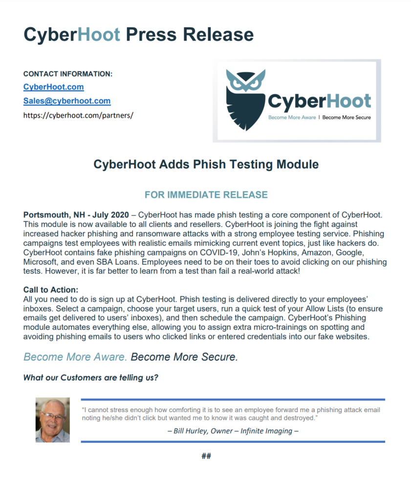 cyberhoot phish testing