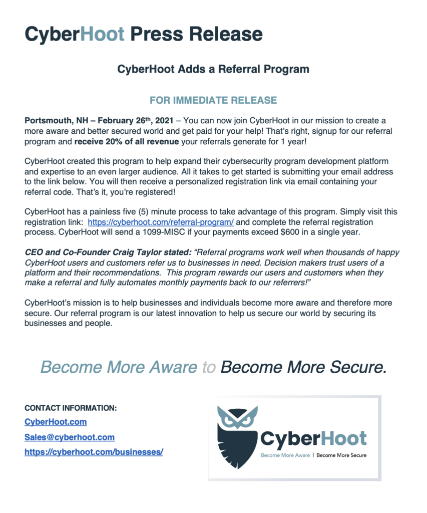 referral program press release