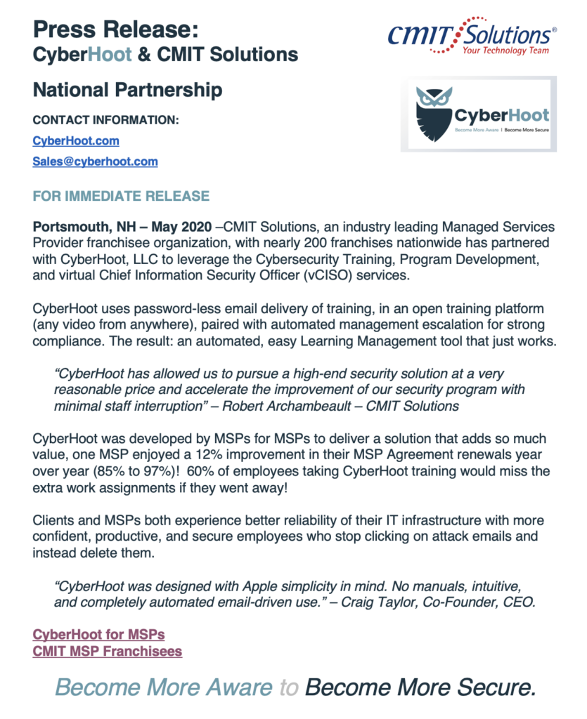 cmit cyberhoot partnership