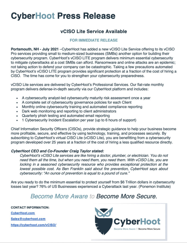 cyberhoot july press release
