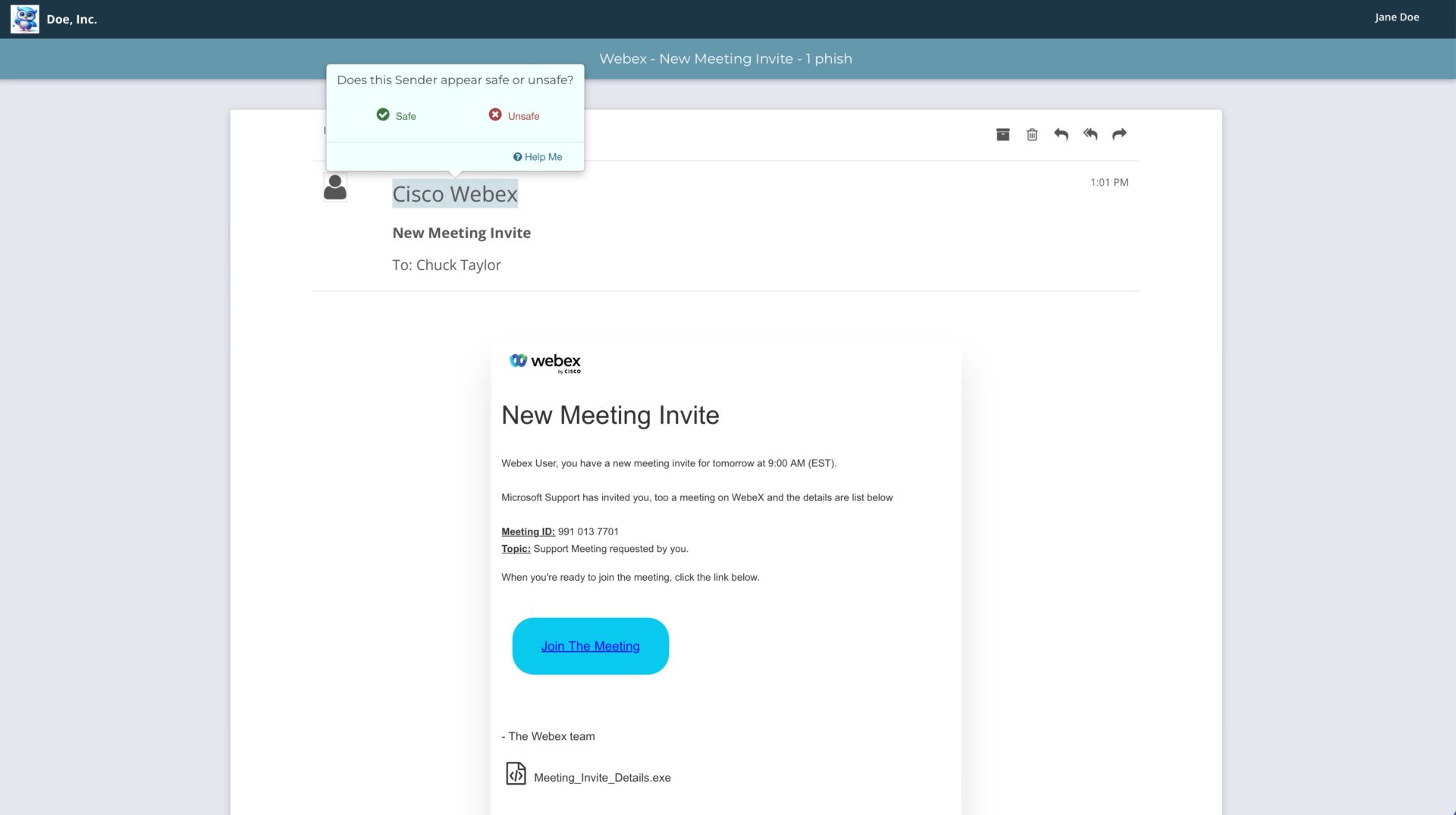 HootPhish technology screenshot